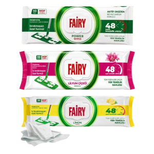 Fairy Rezerve Mop cu Șervețele Umede, Oțet și Bicarbonat, Diverse Arome, 50 Bucăți