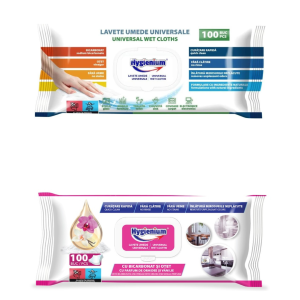 Hygienium Șervețele Umede Universale Multisuprafețe, cu Bicarbonat și Oțet, Diverse Arome, 100 Bucăți