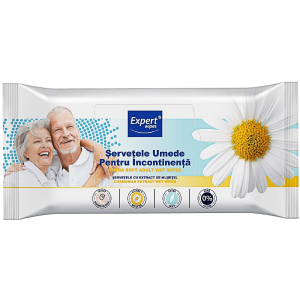 Expert Wipes Șervețele umede pentru Incontinență cu Extract de Mușețel, 48 Bucăți
