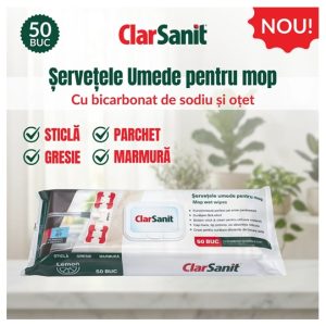 ClarSanit Șervețele Umede pentru Mop cu Bicarbonat de Sodiu, 50 Bucăți