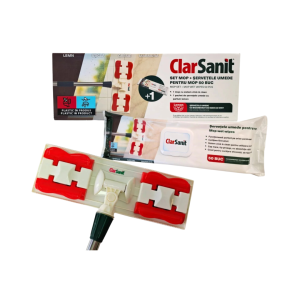 ClarSanit Set Mop Click & Clean + Rezerve Șervețele Umede cu Bicarbonat, 50 Bucăți