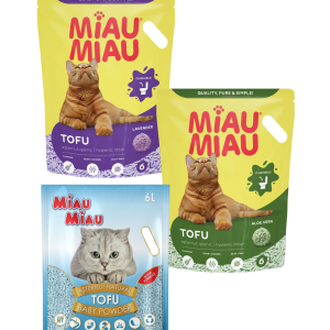Miau Miau Tofu pentru Pisici, Lavandă, 6 L, Diverse arome