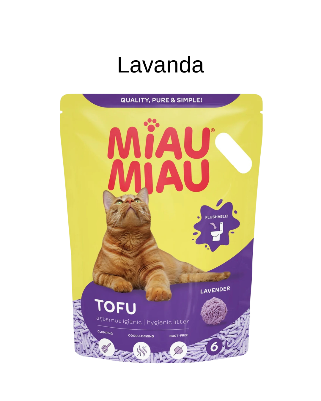 Miau Miau Tofu pentru Pisici, Lavandă, 6 L, Diverse arome - imagine 2