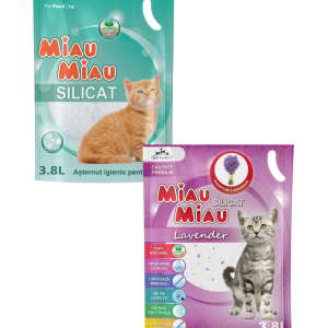 Miau Miau Silicat pentru Pisici, 3.8 L, Diverse arome