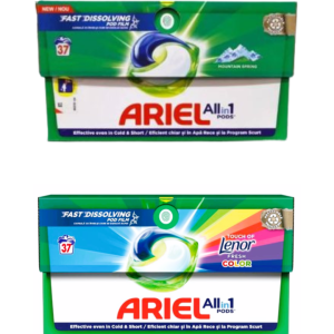 Ariel Detergent Capsule PODS - 37 buc, regular (ms) & color