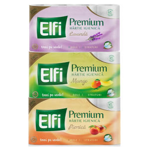 Elfi Premium Hârtie Igienică, 3 Straturi, 8 Role, Diverse arome