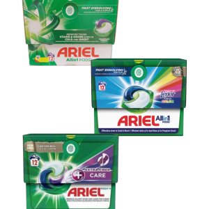 Ariel Det Capsule PODS All-in-1 Plus – 12 buc, regular (mountain fresh), color & fiber care