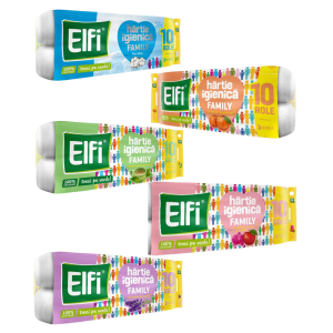 Elfi Family Hârtie Igienică, 3 Straturi, 10 Role, Diverse arome