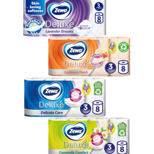 Zewa Deluxe Hârtie Igienică, 3 Straturi, 8 Role, Diverse arome