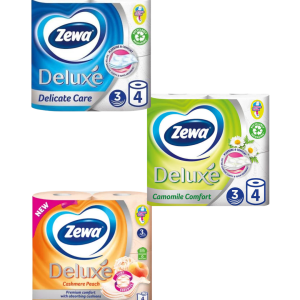 Zewa Deluxe Hârtie Igienică, 3 Straturi, 4 Role, Diverse arome