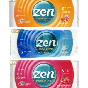 Zen Premium Hârtie Igienică, 3 Straturi, 8 Role. Diverse arome