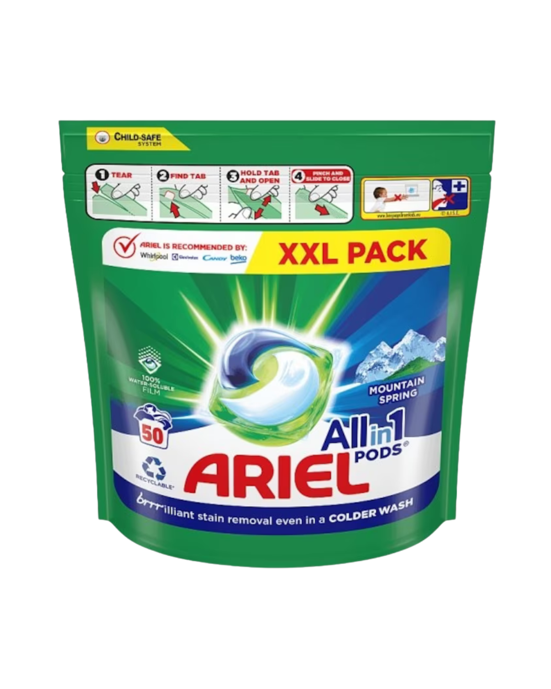 Ariel Det Capsule Pods All-in-1 Plus – 50 buc, regular & color - imagine 2
