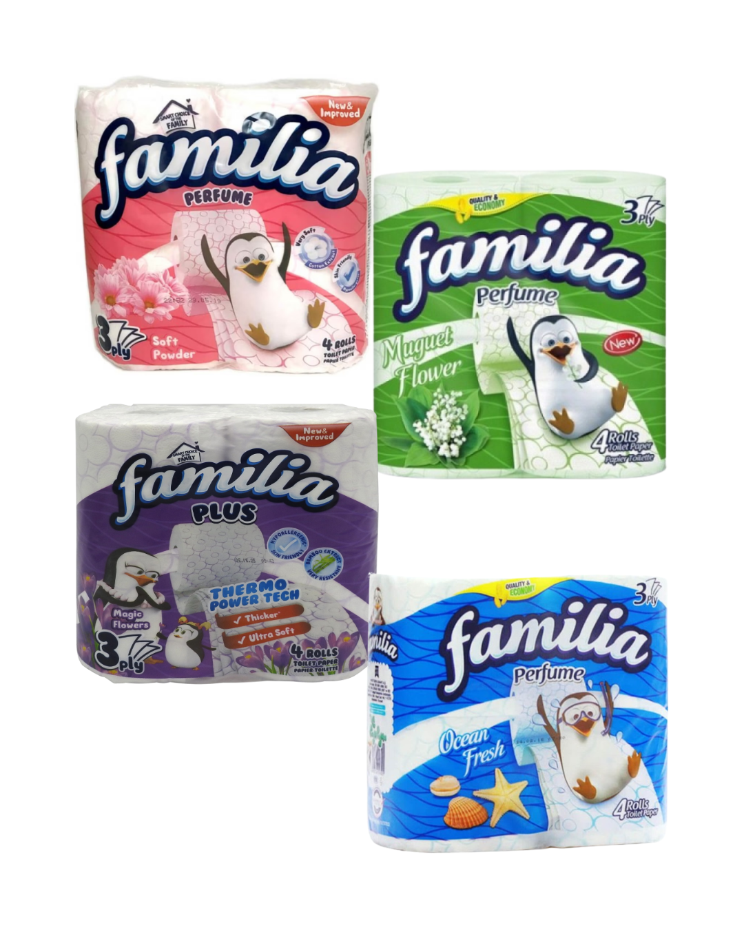 Familia Hârtie Igienică, 3 Straturi, 4 Role, Diverse arome