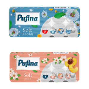 Pufina Soft Hârtie Igienică, 2 Straturi, 10 Role, Diverse arome