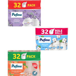 Pufina Hârtie Igienică, 3 Straturi, 32 Role, Diverse arome