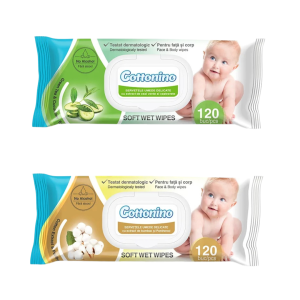 Cottonino Șervețele Umede pentru Bebeluși, 120 Bucăți, Diverse arome