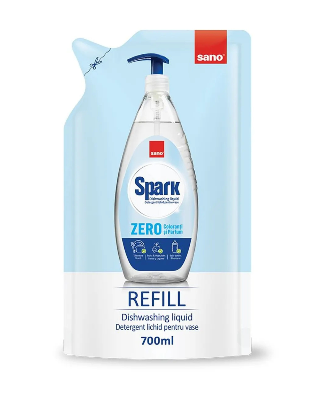 Sano Spark Rezervă Detergent Lichid pentru Vase, 700 ml, Diverse sortimente - imagine 6
