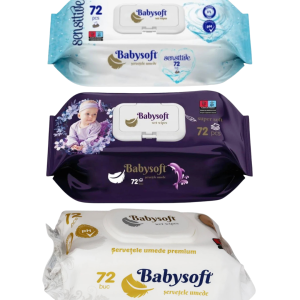 Babysoft Șervețele Umede Baby, Variante diverse, 72 Bucăți