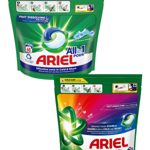Ariel Detergent Capsule PODS – 65 buc, color & mountain spring
