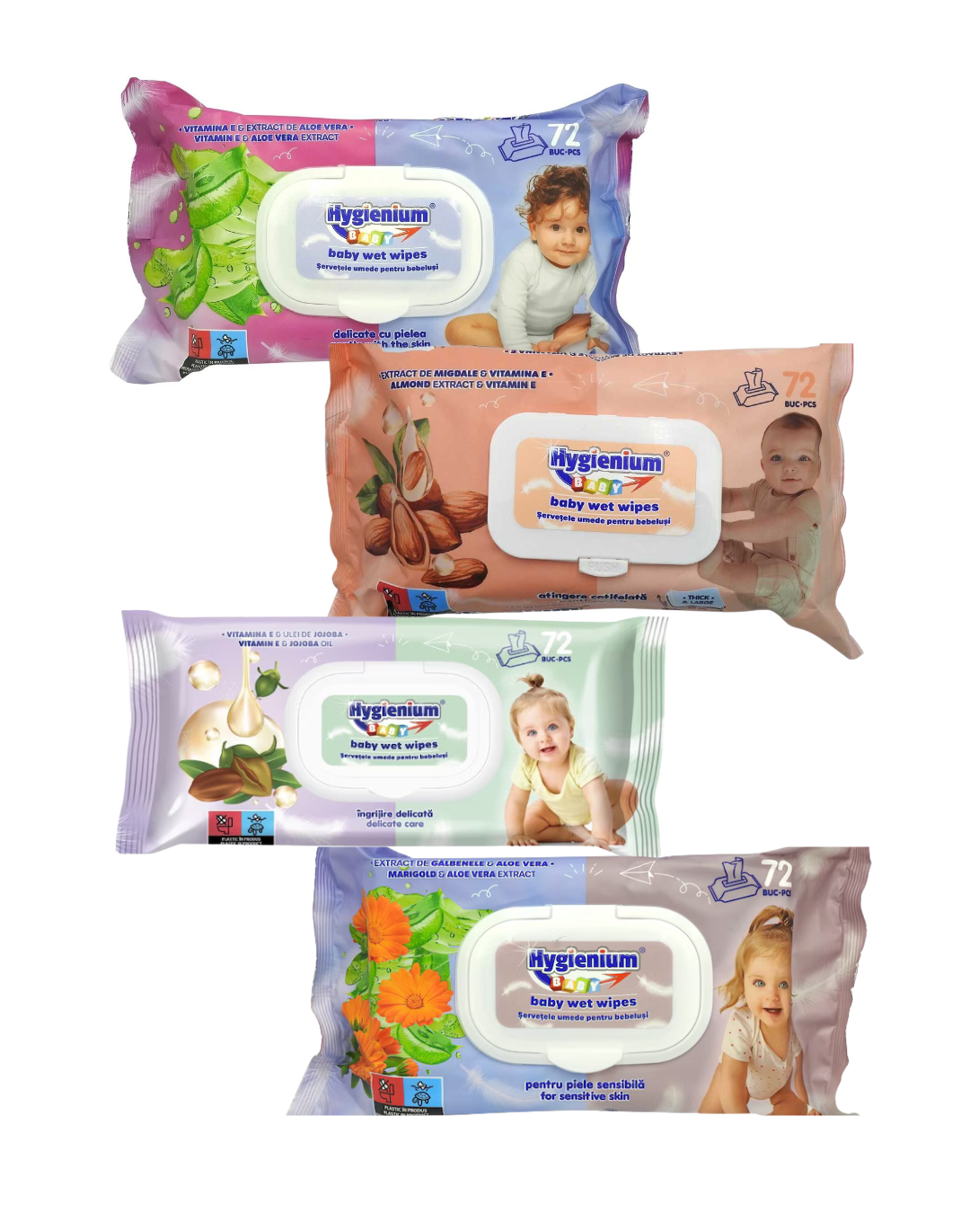 Hygienium Baby Șervețele Umede, Diverse arome, 72 Bucăți