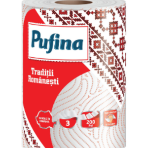 Pufina Tradiții Românești Prosop de Hârtie, 3 Straturi, 200 Foi
