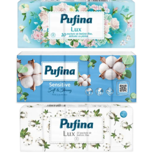 Pufina Lux Șervețele Nazale, 3 Straturi, 10/Set