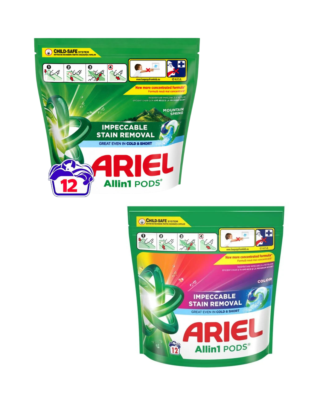 Ariel Detergent Capsule All-in-1 PODS – 12 capsule/punga – Mountain Spring & Color