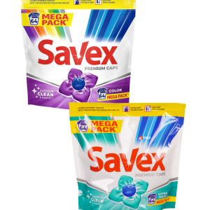 Savex Detergent Gel Capsule, 64 Bucăți