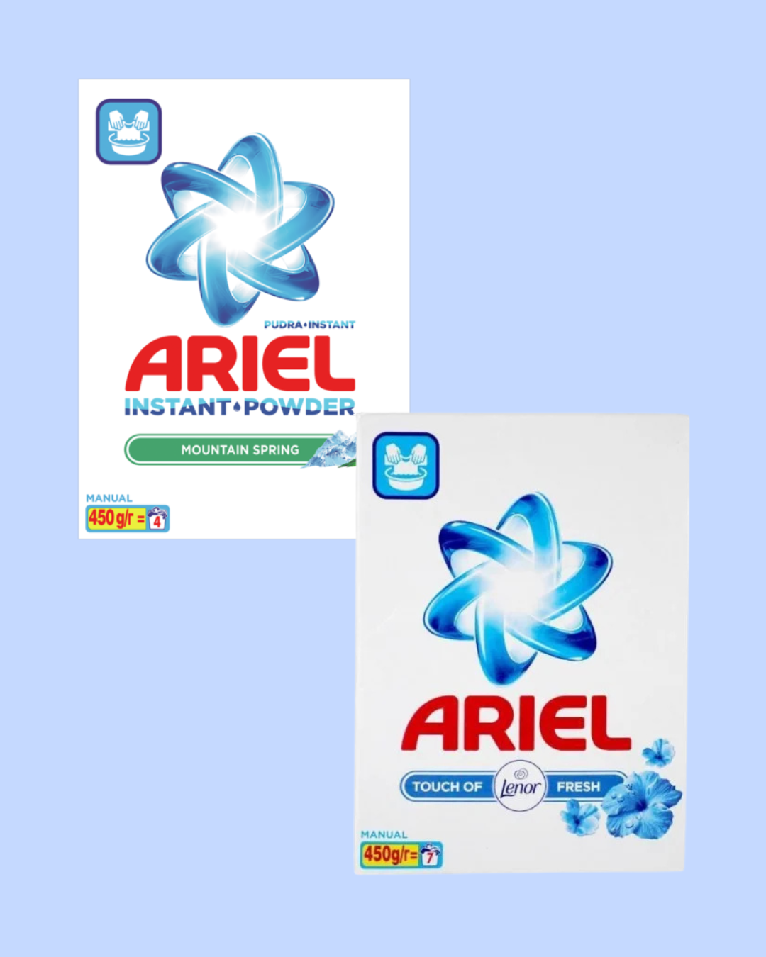 Ariel Detergent Manual – 450 g, mountain spring & touch of fresh
