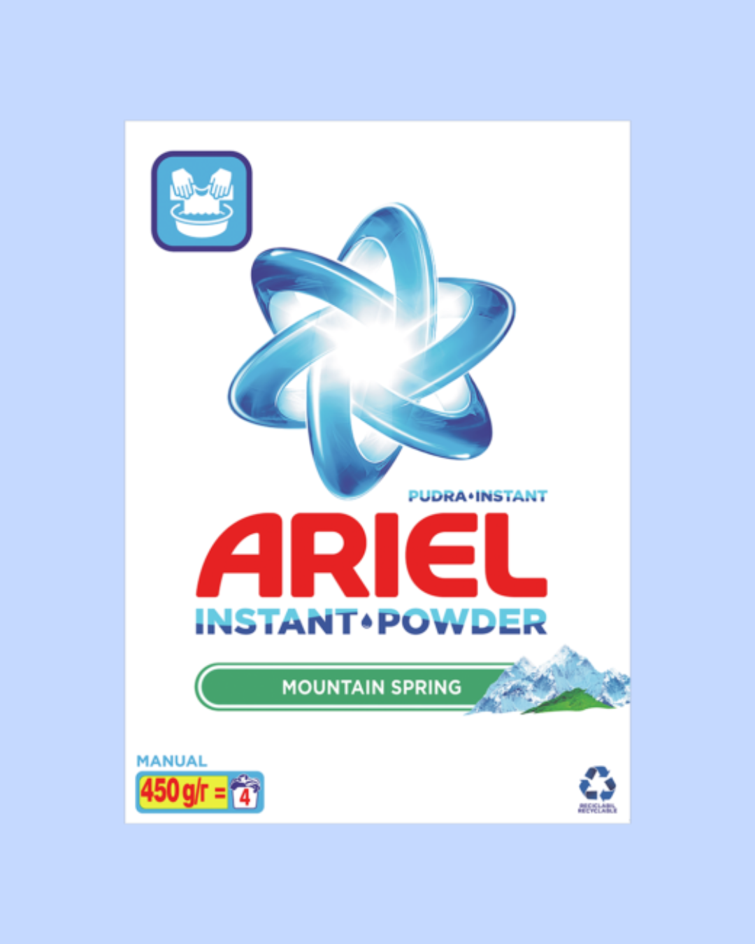 Ariel Detergent Manual – 450 g, mountain spring & touch of fresh - imagine 2