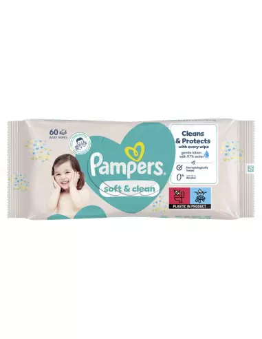 Pampers Șervețele Umede Soft & Clean – 60 Bucăți