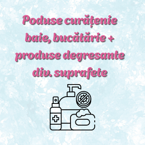 Poduse curățenie baie, bucătărie + produse degresante div. suprafete