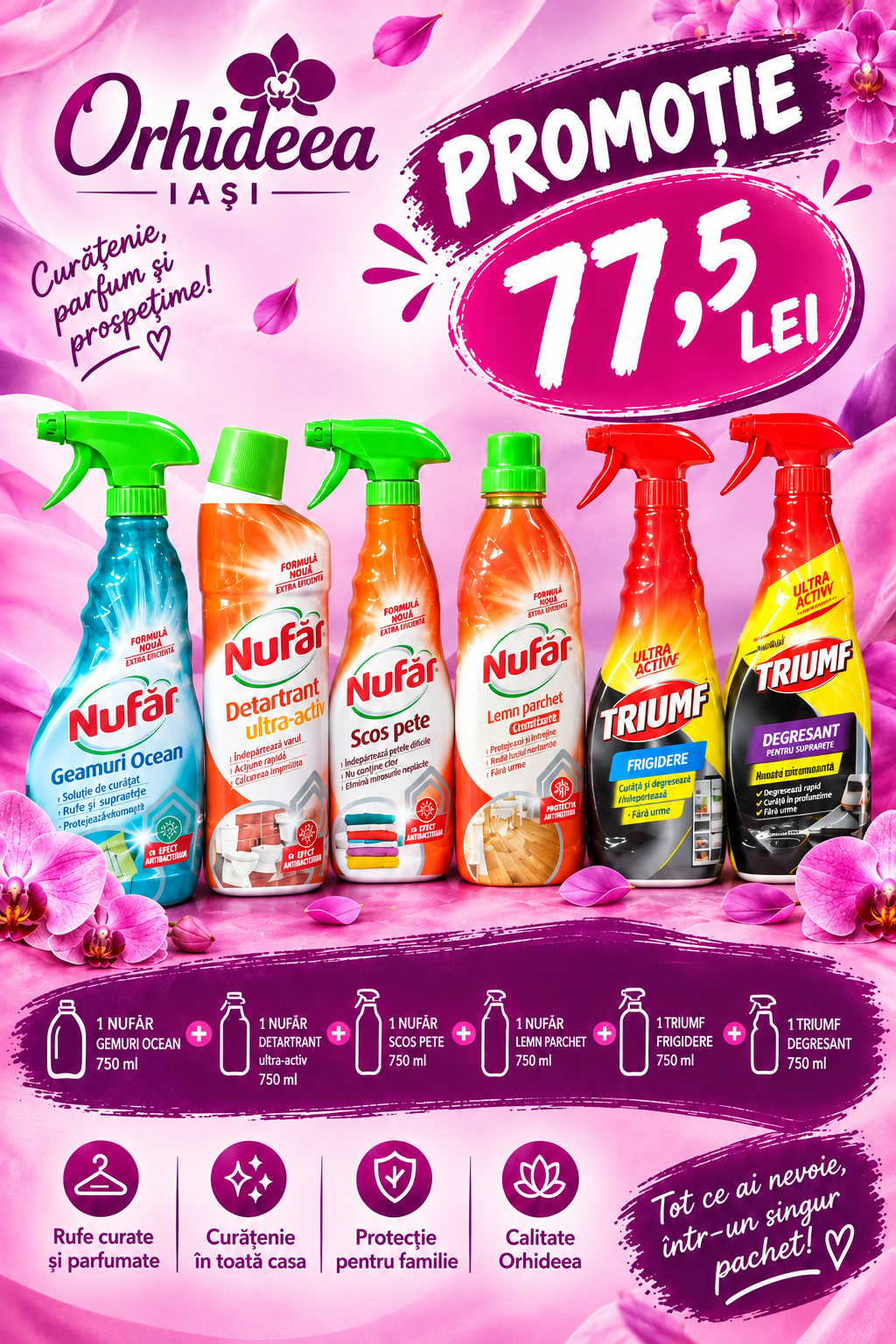 🧹 Pachet Nufăr & Triumf – 6 produse pentru curățenia casei ✨
