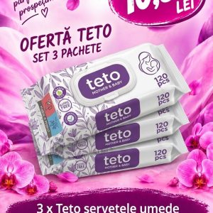Promotie 3 pachete de Șervețele Umede Teto