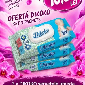 Promotie 3 pachete de Șervețele Umede Dikoko