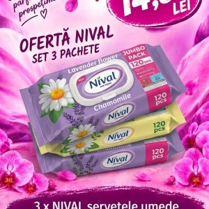 Promotie 3 pachete de Șervețele Umede Nival