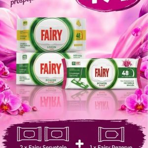 Pachet Promoțional Fairy: 2x Șervețele Umede Universale (100 buc) + 1x Rezerve Mop șervețele umede (50 buc)